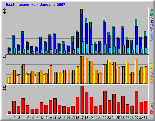 Daily usage for January 2007