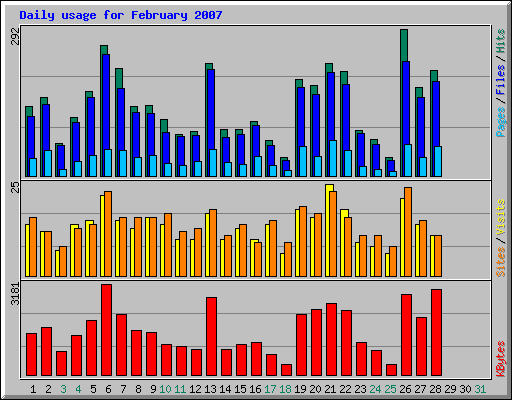 Daily usage for February 2007