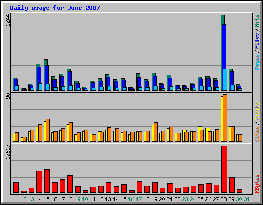 Daily usage for June 2007