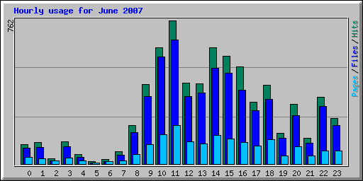 Hourly usage for June 2007